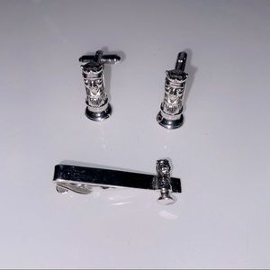 Shields silver cuff links &‎ matching tie clip